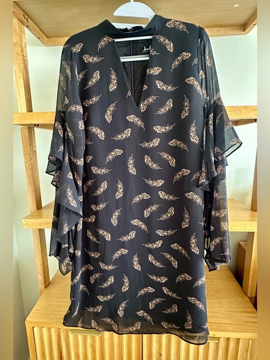 Sam Edelman Dresses & Skirts - Sam Edelman Black feather print choker dress - size 8